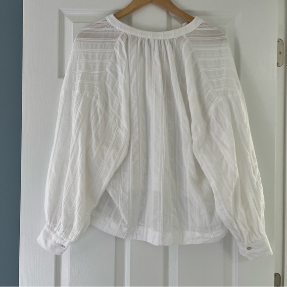 Zara White Long Sleeve Blouse Large - Picture 2 of 4